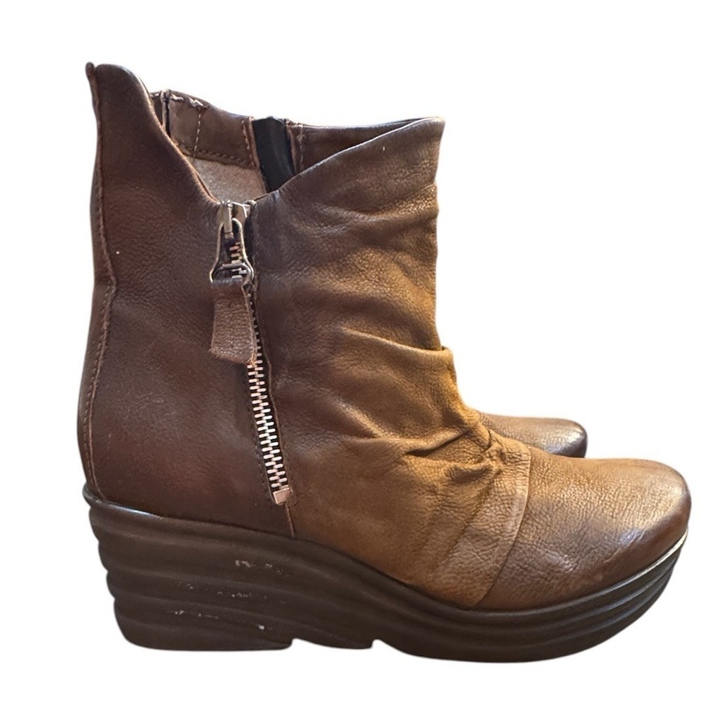 Miz Mooz Zuzu Wedge Leather Bootie In Brown‎ New Size 40 US 9-9.5